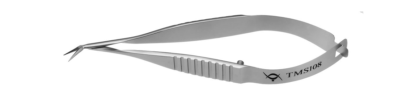 TMS108 VANNAS SCISSORS ANGLED TO SIDE,  STAINLESS STEEL