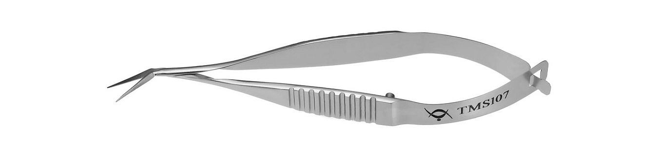 TMS107 VANNAS SCISSORS ANGLED TO SIDE,  STAINLESS STEEL